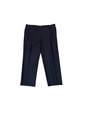 Mens Black Dress Pants 50L W44 Classic Fit Flat Front Pinstripe Polyester Blend